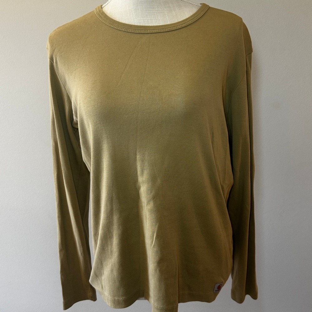 Carhartt Womens Cotton Long Sleeve Crew Neck Knit‎ T-Shirt Dark Camel Size Large